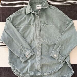 Zara Green Denim Shirt
